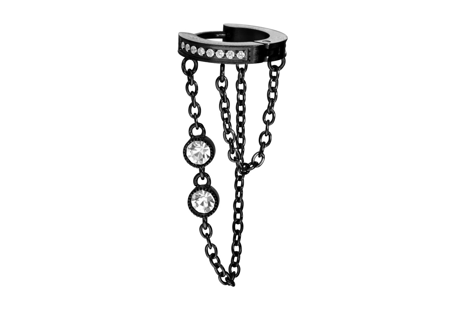 Chirurgenstahl Ohrclicker KETTEN + KRISTALLE von Piercingline